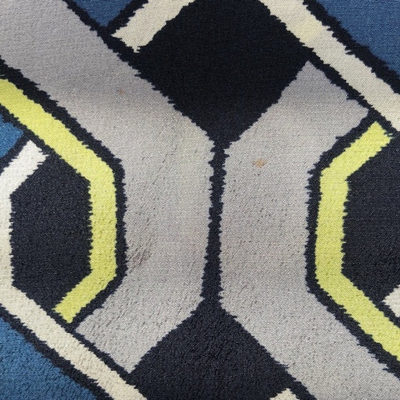 Trina Turk Silk Blue Yellow Geometric Patterned Top Shirt Blouse - Picture 8 of 10